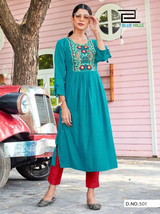 Blue Hills Lilly 5 Exclusive Party Wear Rayon Designer Long Latest Kurtis Collection
